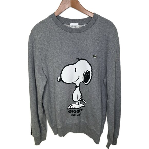 Lacoste X Peanuts Snoopy Graphic Fleece Sweatshirt Gray Unisex L NWT - Picture 2 of 11